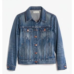 MADEWELL The Jean Jacket in Pinter Wash‎ Copper Buttons Womens S Blue Denim